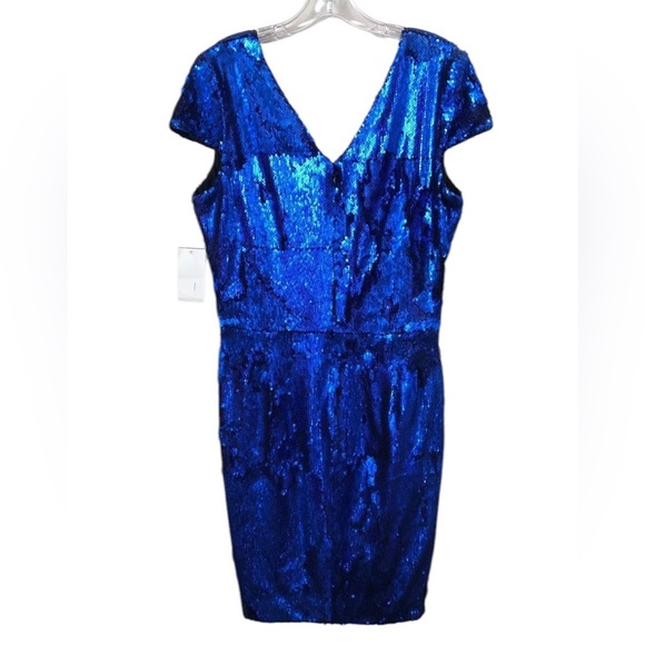 Dress The Population Blue Sequined Dress Women's Size L - Picture 1 of 11